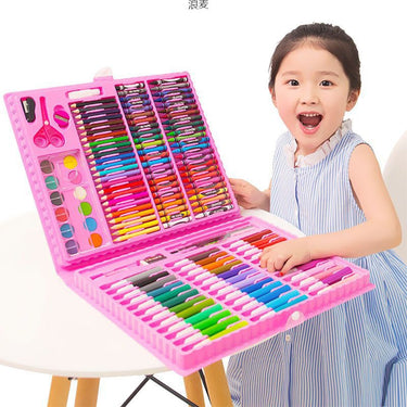 168-Piece Kids Art Kit – Watercolors, Markers & Brush Set in Gift Case